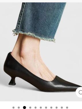 Classic Black Leather Kitten Heel Pumps